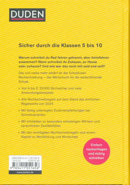 Schulduden Rechtschreibung (14. Auflage) · Nachschlagen - Regeln verstehen - Richtig schreiben