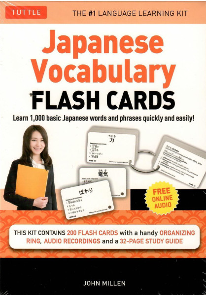 Japanese Vocabulary Flash Cards Kit - Learn 1000 basic Japanese words and phrases quickly and easily!