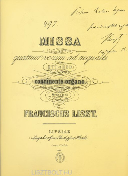 Liszt Ferenc: Szekszárdi mise - zongorakivonat (reprint)