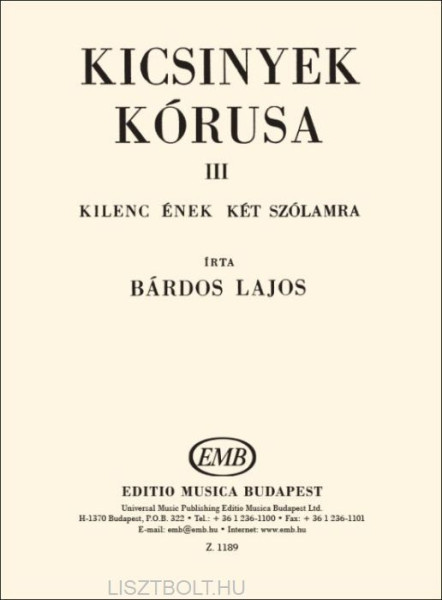 Bárdos Lajos: Kicsinyek kórusa 3. - Kilenc ének kétszólamra