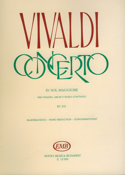 Antonio Vivaldi: Concerto (G-dúr) RV310 - hegedűre, zongorakísérettel