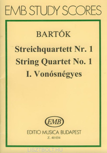 Bartók Béla: String Quartet No. 1 kispartitúra