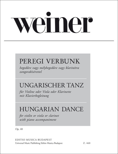 Weiner Leó: Peregi verbunk hegedűre vagy brácsára vagy klarinétra zongorakísérettel