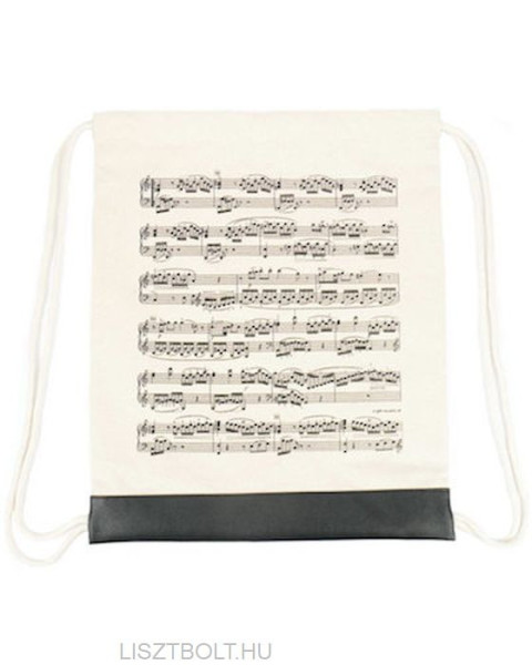 Hátizsák - zsinóros, natúr színű kottás (vászon)