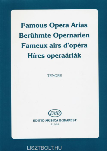 Híres operaáriák - tenor hangra, zongorakísérettel