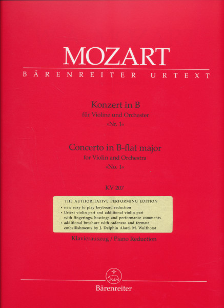 Wolfgang Amadeus Mozart: Concerto for Violin K.207 - hegedűre, zongorakísérettel