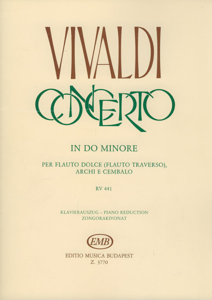 Antonio Vivaldi: Concerto (c-moll) RV441 - fuvolára, zongorakísérettel