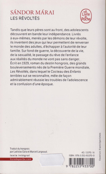 Márai Sándor: Les Révoltés (Zendülők francia nyelven)