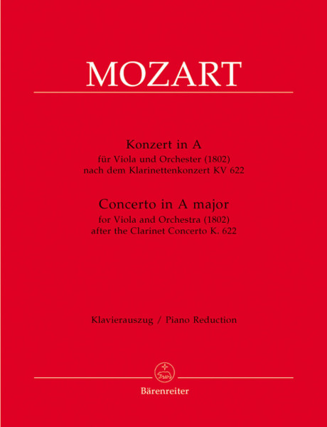 Wolfgang Amadeus Mozart: Concerto in A major for Viola and Orchestra (1802) after the Clarinet Concerto K. 622