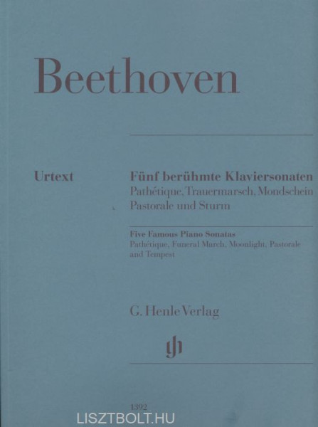Ludwig van Beethoven: Five Famous Sonatas (Pathétique, Funeral Marsch, Moonlight, Pastorale, Tempest)