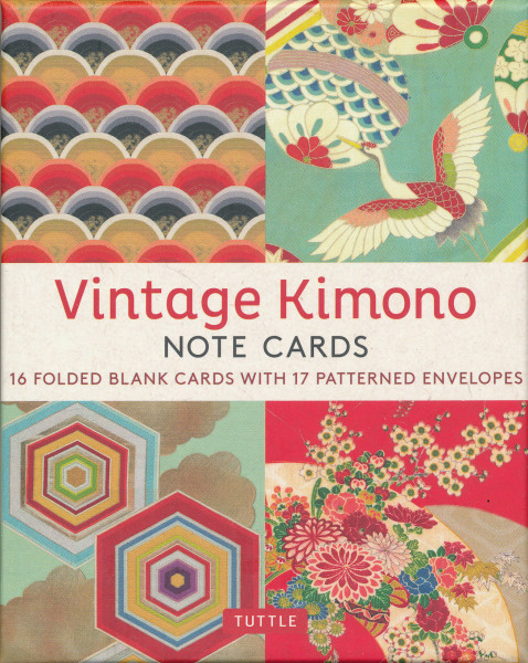 Vintage Kimono Note Cards - 16 Folded Blank Cards with 17 Patterned Envelopes