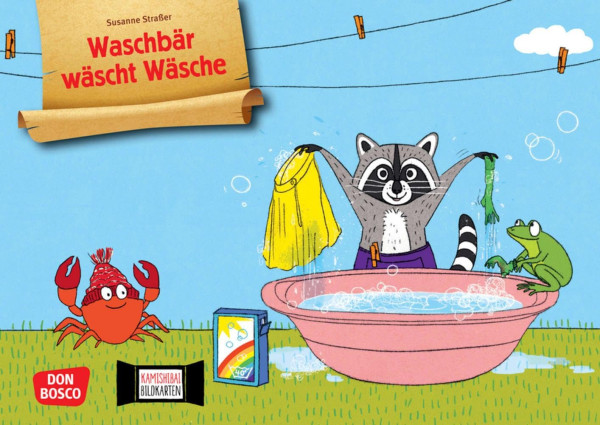 Waschbär wäscht Wäsche - Kamishibai Bildkartenset