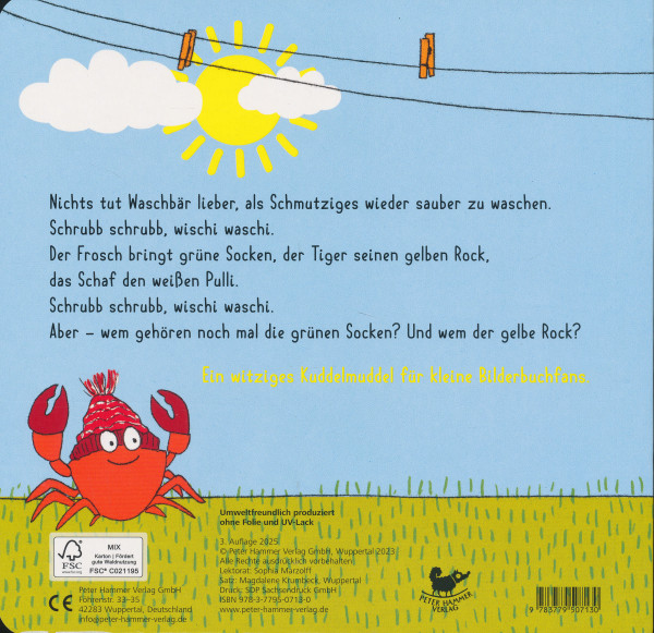 Waschbär wäscht Wäsche