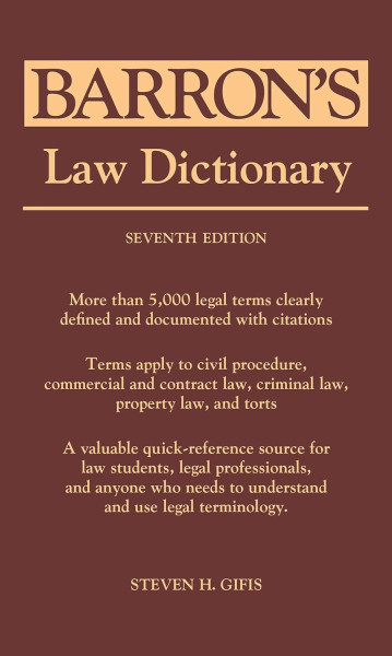 Barron's Law Dictionary Seventh Edition