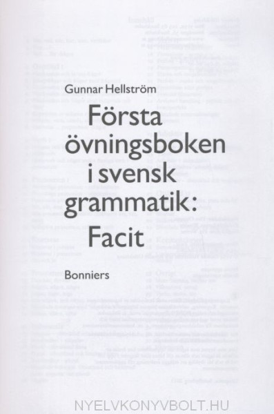 Första övningsboken i svensk grammatik Facit